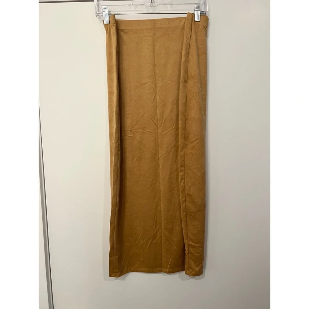 Fashion Nova Stayed For A Suede Skirt - Camel- Sz 3x - Picture 8 of 9